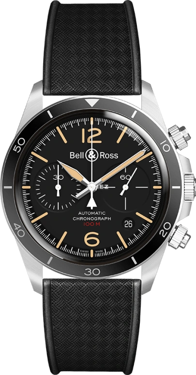 Bell & Ross,Vintage 41mm,41mm,Stainless Steel,Black,Automatic,Chronograph,Day,BRV294,BRV294-HER-ST/SRB