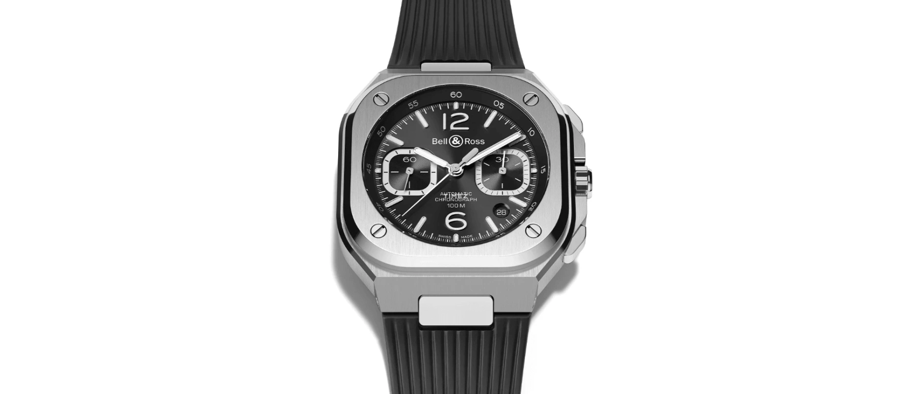 Bell & Ross,Urban 42mm,42mm,Stainless Steel,Black,Automatic,Chronograph,Day,BR05C,BR05C-BLC-ST/SRB