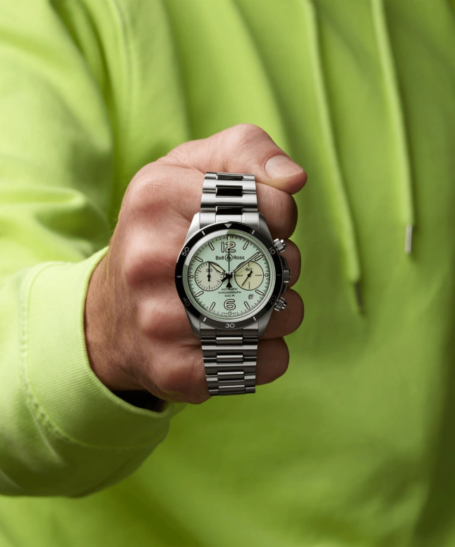 Bell & Ross,Vintage 41mm,41mm,Stainless Steel,Green,Automatic,Chronograph,Day,BRV294,BRV294-LUM-ST/SRB