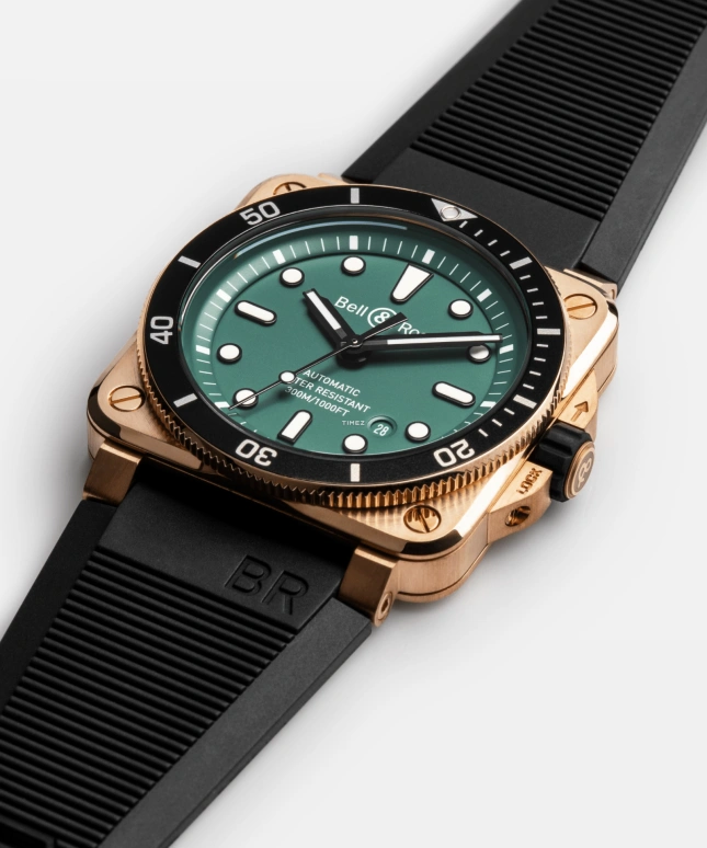 Bell & Ross,BR-03 Diver 42mm,42mm,Bronze,Green,Automatic,Day,Sapphire,Crystal Glass,BR0392,BR0392-D-LT-BR/SRB