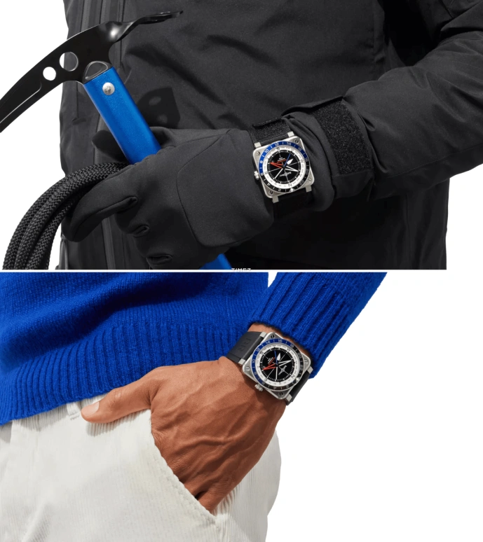 Bell & Ross,BR-03 GMT 42mm,42mm,Stainless Steel,Aluminium,Dual,Black,White,Automatic,Day,Dule Time,BR0393,BR0393-COM-ST/SRB