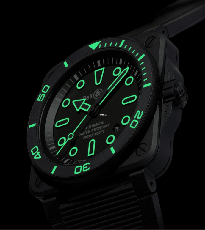 Bell & Ross,BR-03 Diver 42mm,42mm,Ceramic,Black,Automatic,Day,54hours,BR03A,BR03A-D-OL-CE/SRB