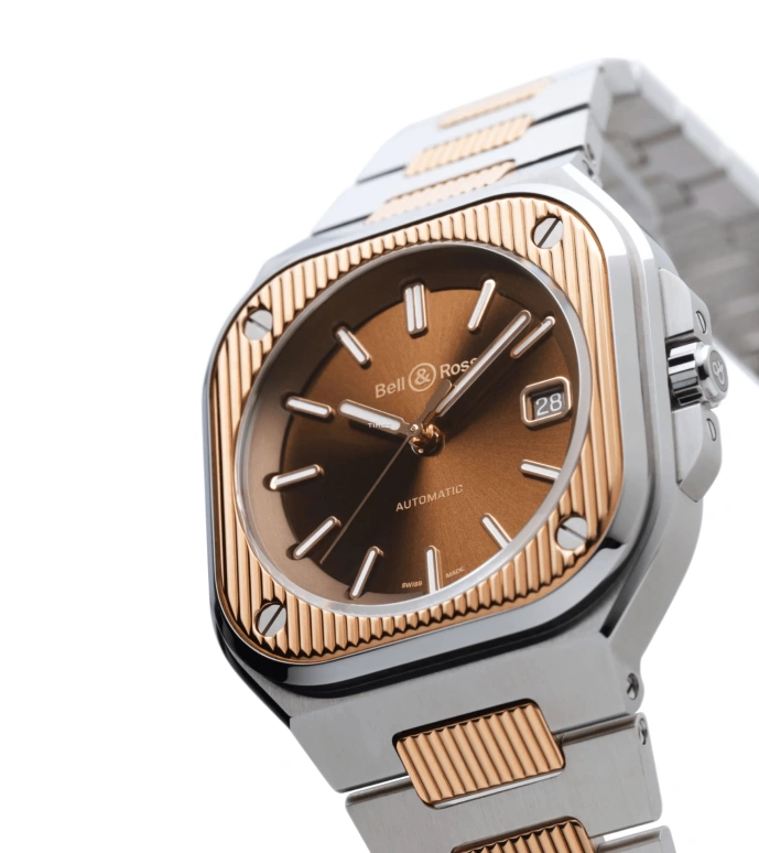 Bell & Ross,Urban 40mm,40mm,Rose Gold,Stainless Steel,Brown,Automatic,Day,Sapphire,Crystal Glass,BR05A,BR05A-EL-GLST/SSG