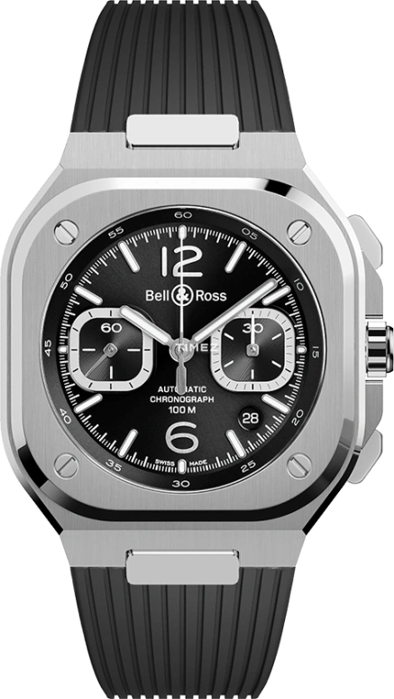 Bell & Ross,Urban 42mm,42mm,Stainless Steel,Black,Automatic,Chronograph,Day,BR05C,BR05C-BLC-ST/SRB
