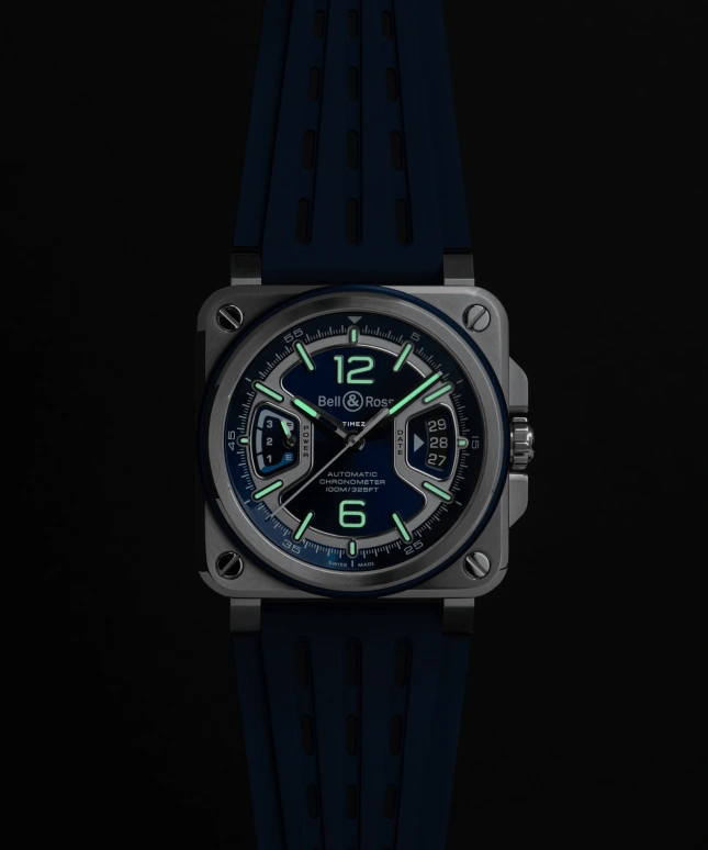 Bell & Ross,BR-X3 41mm,41mm,Stainless Steel,Aluminium,Blue,Automatic,Day,Power Reserve Indicator,BRX3R,BRX3R-BLU-ST/SRB