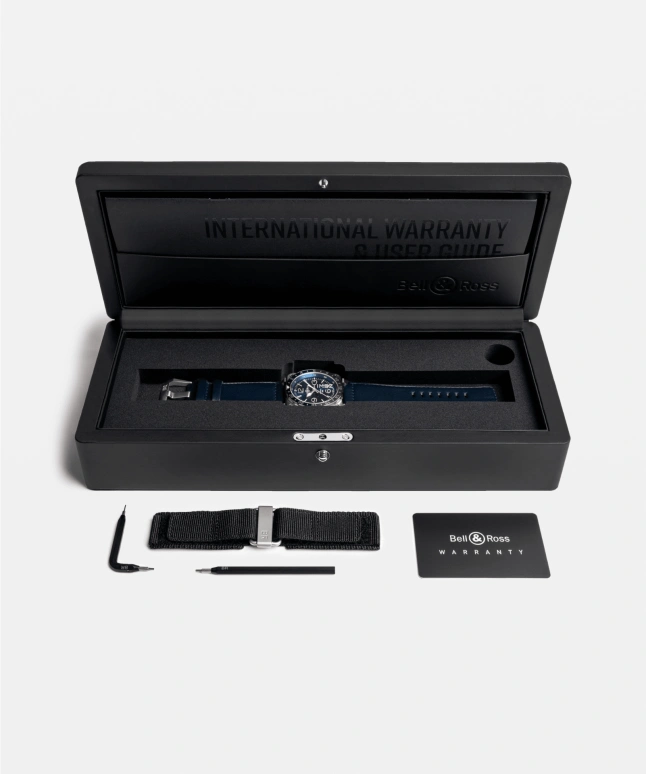 Bell & Ross,Instruments 42mm,42mm,Stainless Steel,Blue,Automatic,Day,Dule Time,BR0393,BR0393-BLU-ST/SCA