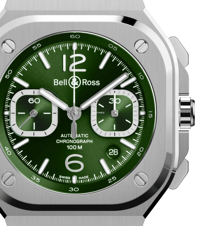 Bell & Ross,Urban 42mm,42mm,Stainless Steel,Green,Automatic,Chronograph,Day,BR05C,BR05C-GN-ST/SST