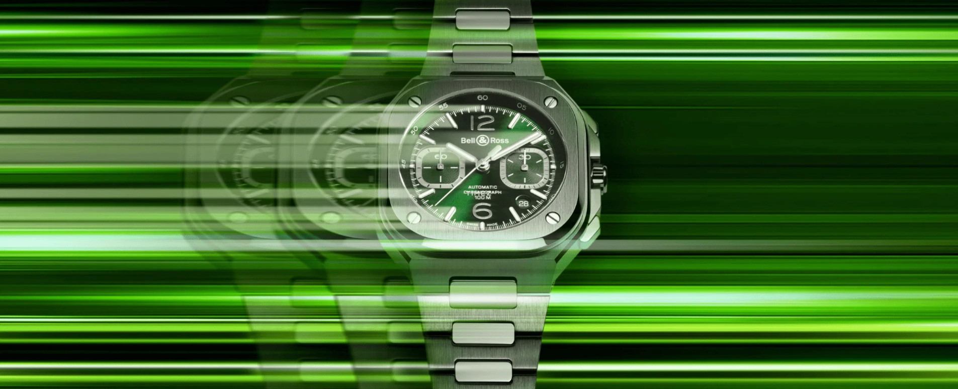 Bell & Ross,Urban 42mm,42mm,Stainless Steel,Green,Automatic,Chronograph,Day,BR05C,BR05C-GN-ST/SST