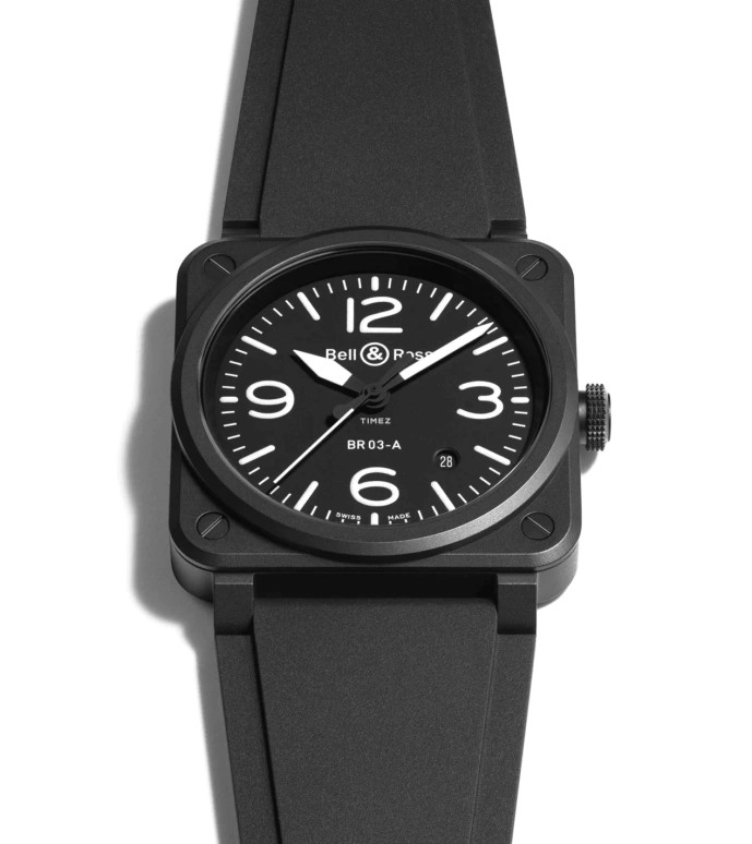 Bell & Ross,Instruments 41mm,41mm,Ceramic,Black,Automatic,Day,Sapphire,Crystal Glass,BR03A,BR03A-BL-CE/SRB