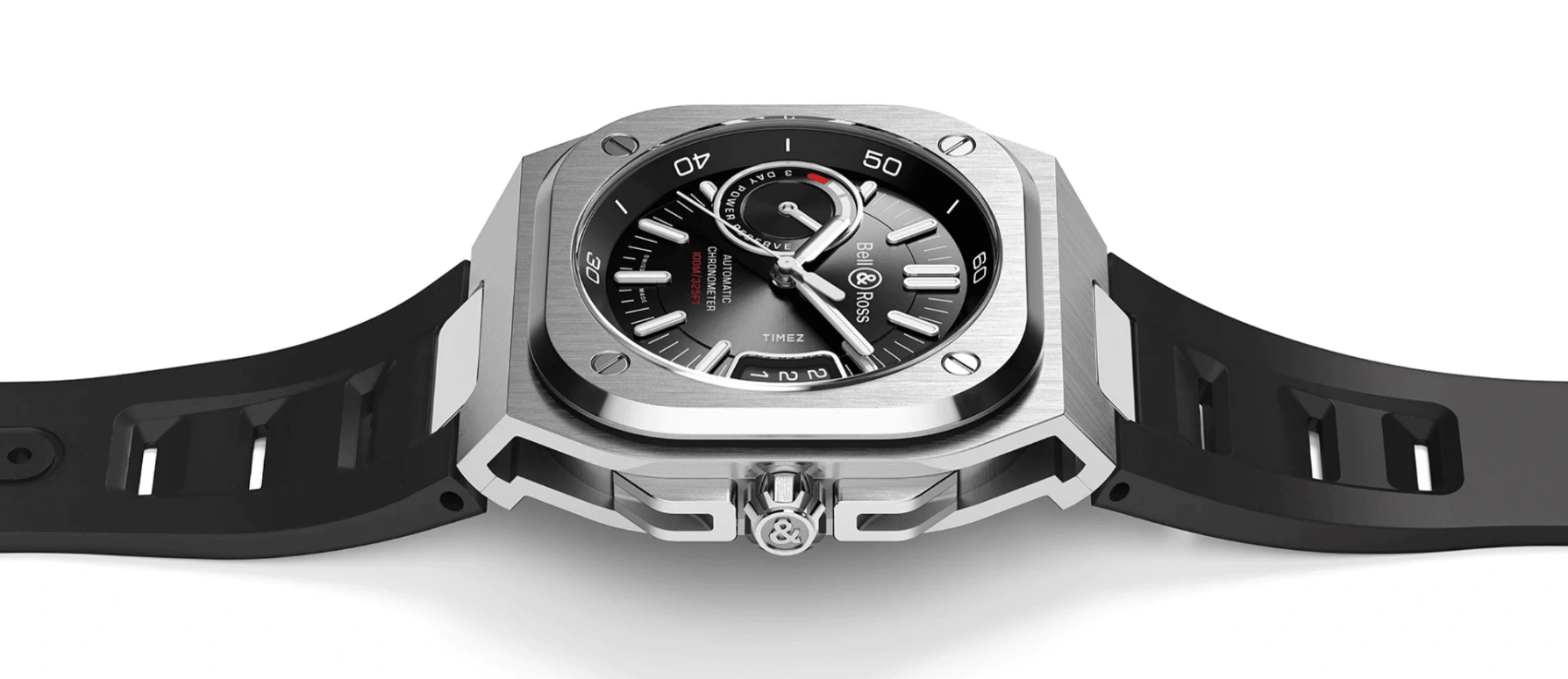 Bell & Ross,Urban 41mm,41mm,Stainless Steel,Black,Automatic,Day,Power Reserve Indicator,BRX5R,BRX5R-BL-ST/SRB