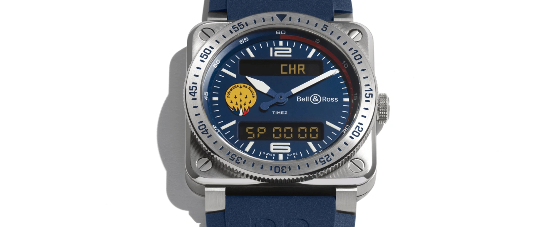 Bell & Ross,BR-03 Auto 42mm,42mm,Stainless Steel,Blue,Quartz,Countdown,Chronograph,Perpetual Calendar,Dule Time,In-house Caliber,Sapphire,Crystal Glass,BR03AD,BR03AD-BBR-ST/SRB
