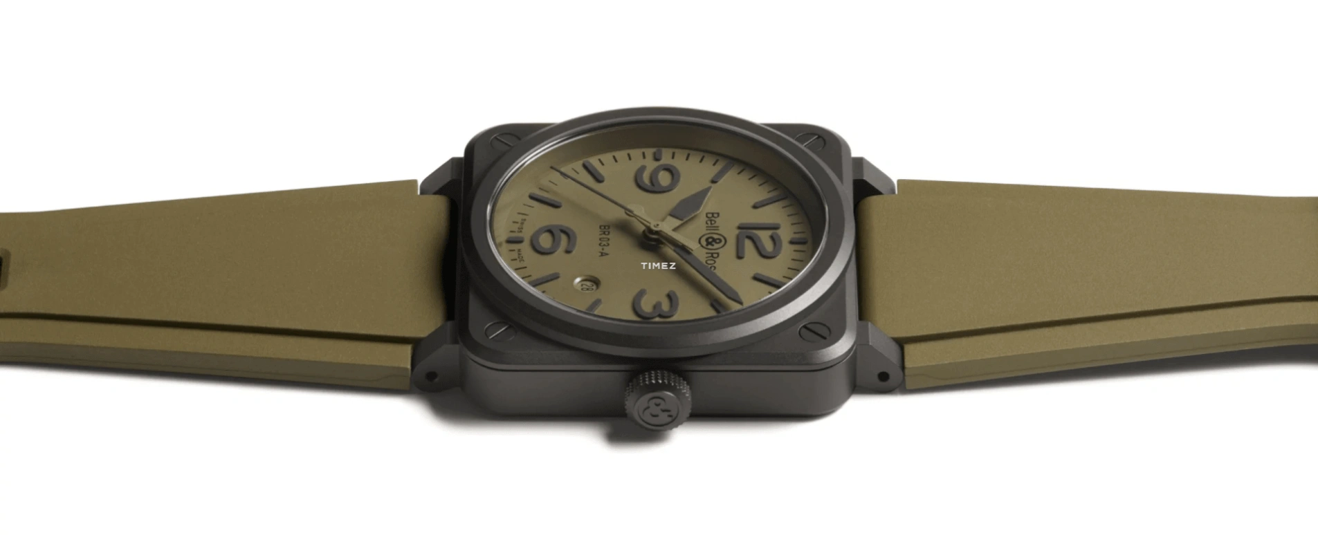 Bell & Ross,Instruments 41mm,41mm,Ceramic,Khaki Green,Automatic,Day,Sapphire,Crystal Glass,BR03A,BR03A-MIL-CE/SRB