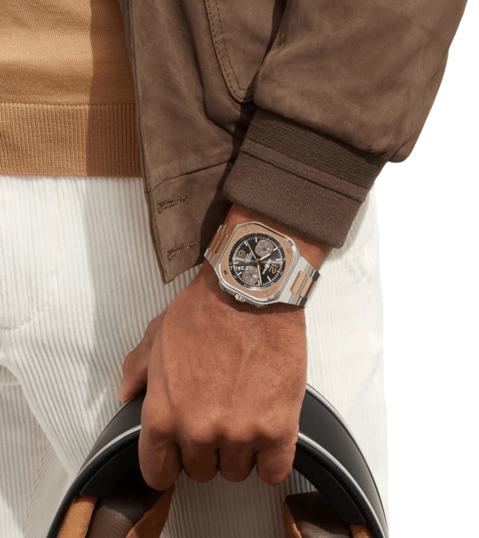 Bell & Ross,Urban 41mm,41mm,Stainless Steel,Rose Gold,Grey,Automatic,Chronograph,Day,BR05C,BR05C-RTH-STPG/SSG