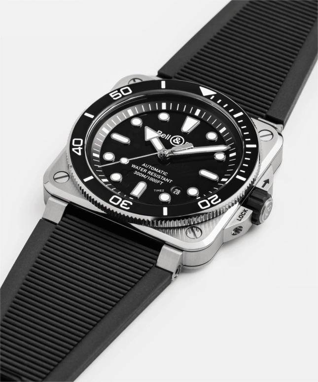 Bell & Ross,BR-03 Diver 42mm,42mm,Stainless Steel,Black,Automatic,Day,54hours,BR03A,BR03A-D-BL-ST/SRB