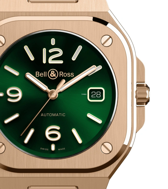 Bell & Ross,BR-05 Auto 40mm,40mm,Rose Gold,Green,Automatic,Day,38hours,BR05A,BR05A-GN-PG/SCR