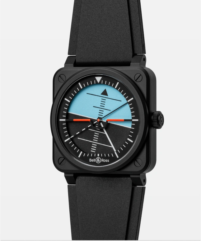 Bell & Ross,Flight Instruments 41mm,41mm,Ceramic,Blue,Black,Automatic,54hours,In-house Caliber,BR03A,BR03A-HRZ-CE/SRB