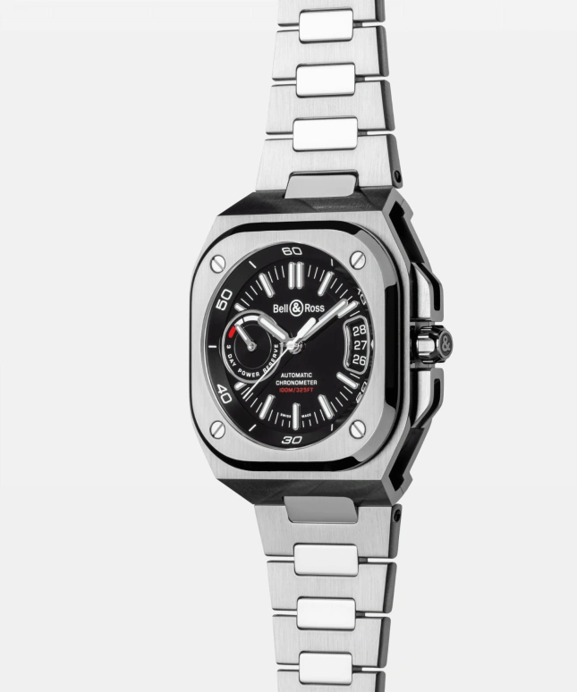 Bell & Ross,Urban 41mm,41mm,Stainless Steel,Black,Automatic,Day,Power Reserve Indicator,BRX5R,BRX5R-BL-ST/SST