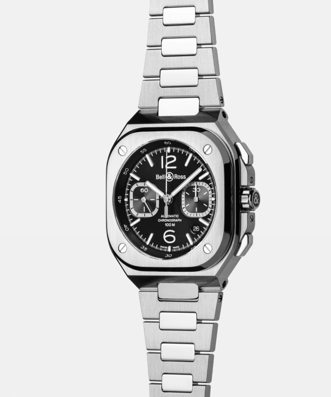 Bell & Ross,Urban 42mm,42mm,Stainless Steel,Black,Automatic,Chronograph,Day,BR05C,BR05C-BLC-ST/SST