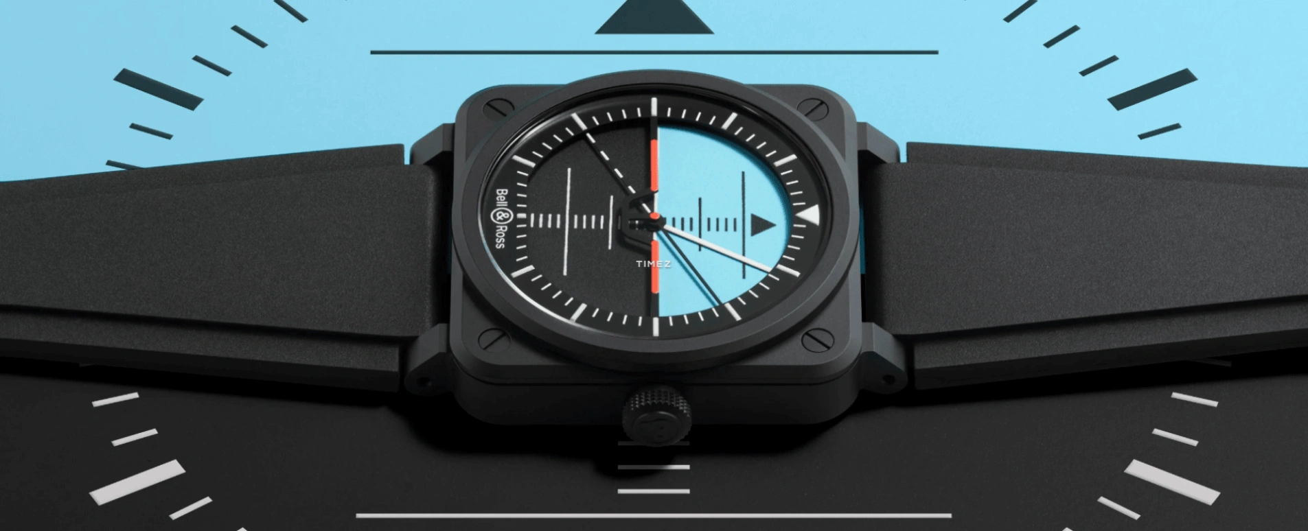 Bell & Ross,Flight Instruments 41mm,41mm,Ceramic,Blue,Black,Automatic,54hours,In-house Caliber,BR03A,BR03A-HRZ-CE/SRB