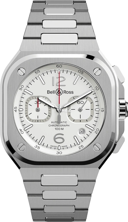 Bell & Ross,Instruments 42mm,42mm,Stainless Steel,Silver White,White,Automatic,Chronograph,Day,BR05C,BR05C-SI-ST/SST