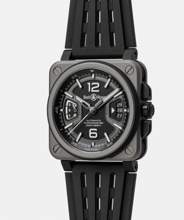 Bell & Ross,BR-X3 41mm,41mm,Titanium,Black,Automatic,Day,Power Reserve Indicator,BRX3R,BRX3R-BL-TI/SRB