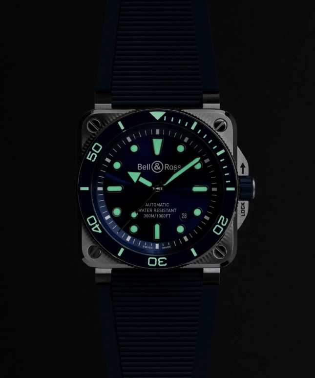 Bell & Ross,BR-03 Diver 42mm,42mm,Stainless Steel,Blue,Automatic,Day,54hours,BR03A,BR03A-D-BLU-ST/SRB
