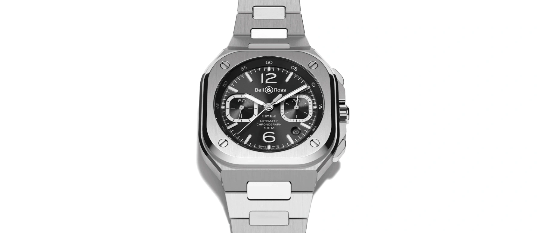 Bell & Ross,Urban 42mm,42mm,Stainless Steel,Black,Automatic,Chronograph,Day,BR05C,BR05C-BLC-ST/SST