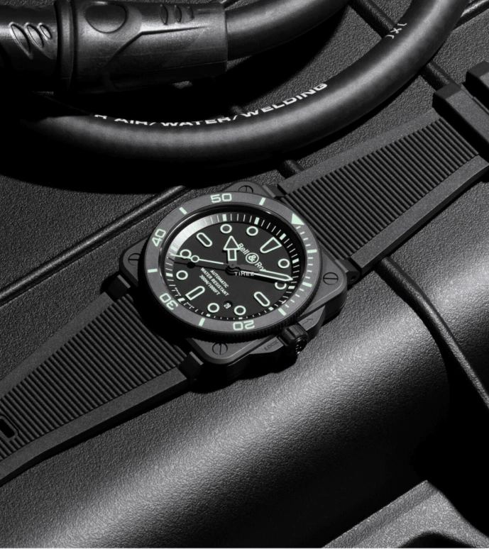 Bell & Ross,BR-03 Diver 42mm,42mm,Ceramic,Black,Automatic,Day,54hours,BR03A,BR03A-D-OL-CE/SRB