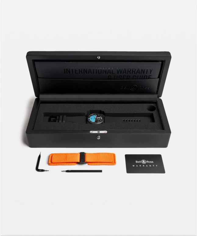 Bell & Ross,Flight Instruments 41mm,41mm,Ceramic,Blue,Black,Automatic,54hours,In-house Caliber,BR03A,BR03A-HRZ-CE/SRB