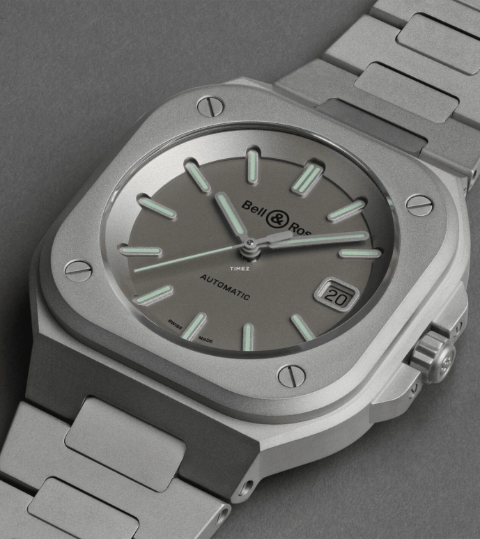 Bell & Ross,Instruments 40mm,40mm,Stainless Steel,Grey,Automatic,Day,38hours,BR05A,BR05A-GM-ST/SST