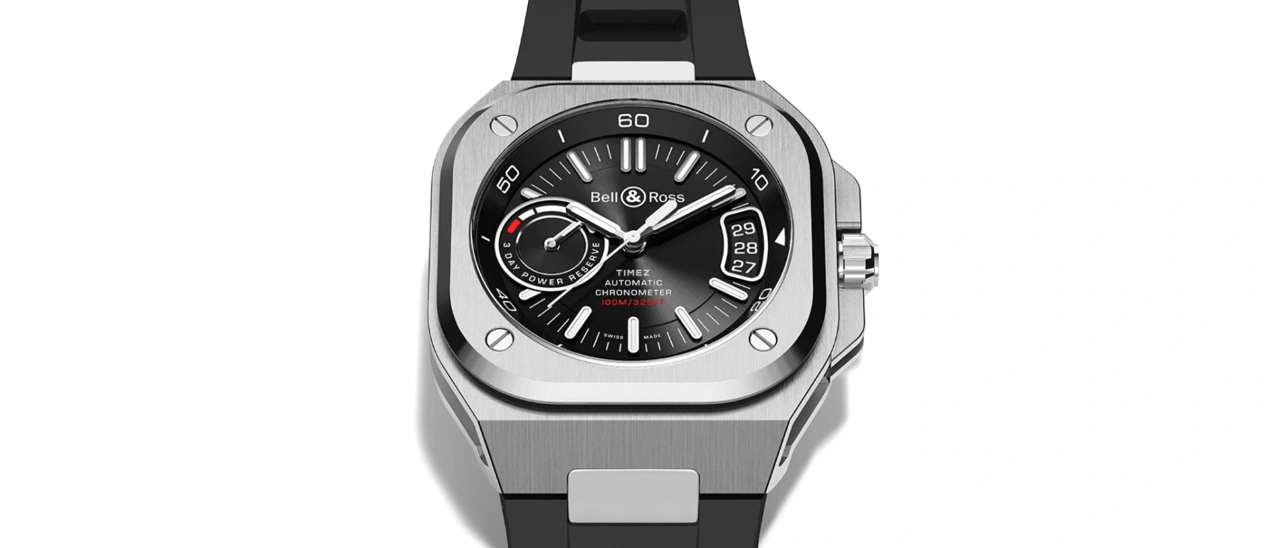Bell & Ross,Urban 41mm,41mm,Stainless Steel,Black,Automatic,Day,Power Reserve Indicator,BRX5R,BRX5R-BL-ST/SRB