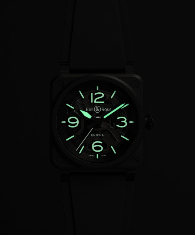 Bell & Ross,BR-03 Auto 41mm,41mm,Ceramic,Transparent,Black,Automatic,54hours,In-house Caliber,BR03A,BR03A-BL-SKCE/SRB