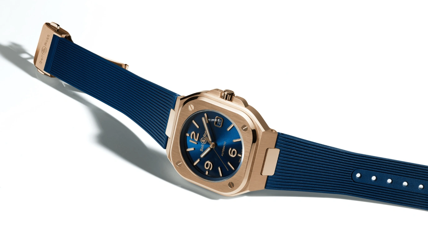 Bell & Ross,Instruments 40mm,40mm,Rose Gold,Blue,Automatic,Day,38hours,BR05A,BR05A-BLU-PG/SPG