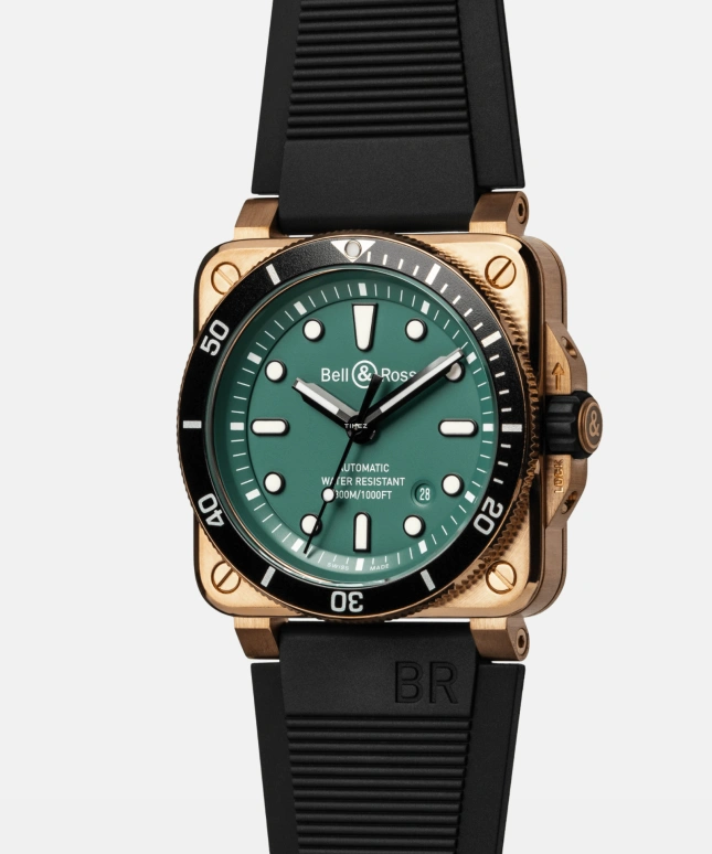 Bell & Ross,BR-03 Diver 42mm,42mm,Bronze,Green,Automatic,Day,Sapphire,Crystal Glass,BR0392,BR0392-D-LT-BR/SRB