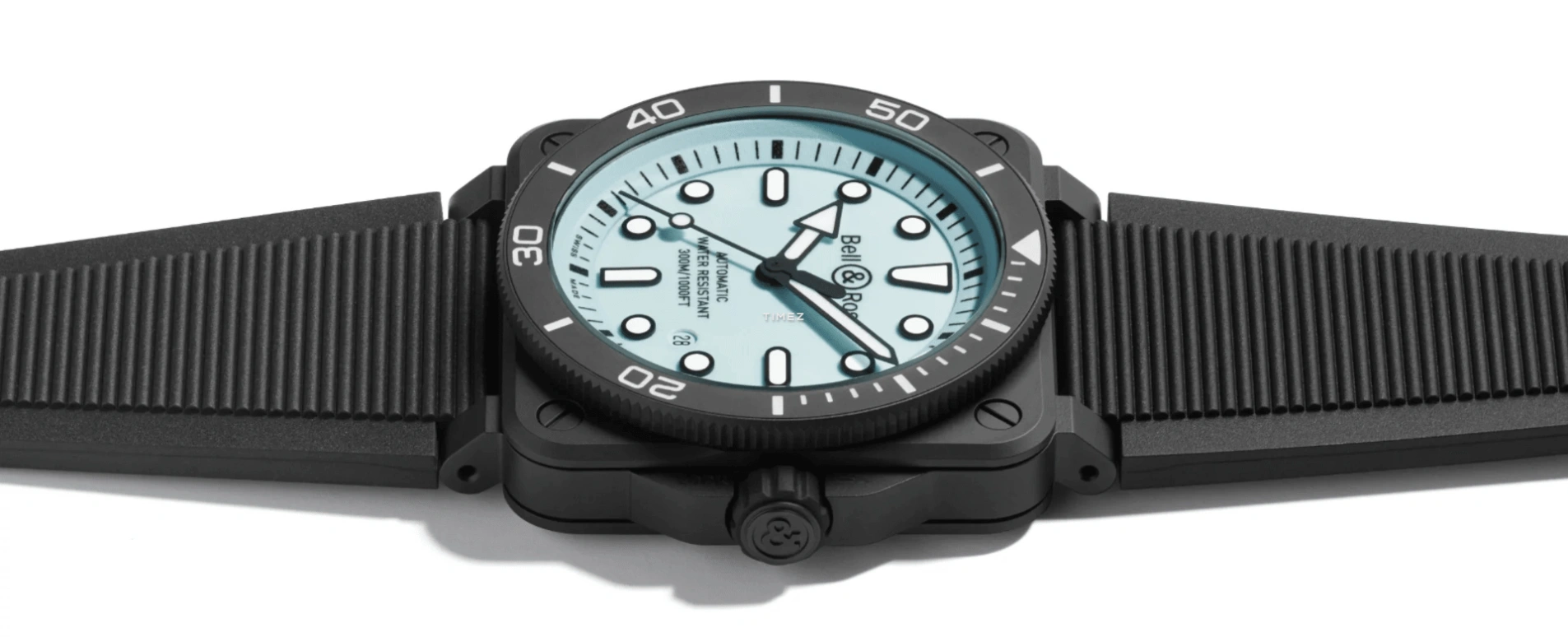 Bell & Ross,BR-03 Diver 42mm,42mm,Ceramic,Ice Blue,Automatic,Day,54hours,BR03A,BR03A-D-LM-CE/SRB