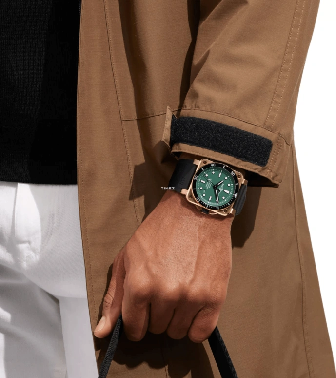 Bell & Ross,BR-03 Diver 42mm,42mm,Bronze,Green,Automatic,Day,Sapphire,Crystal Glass,BR0392,BR0392-D-LT-BR/SRB
