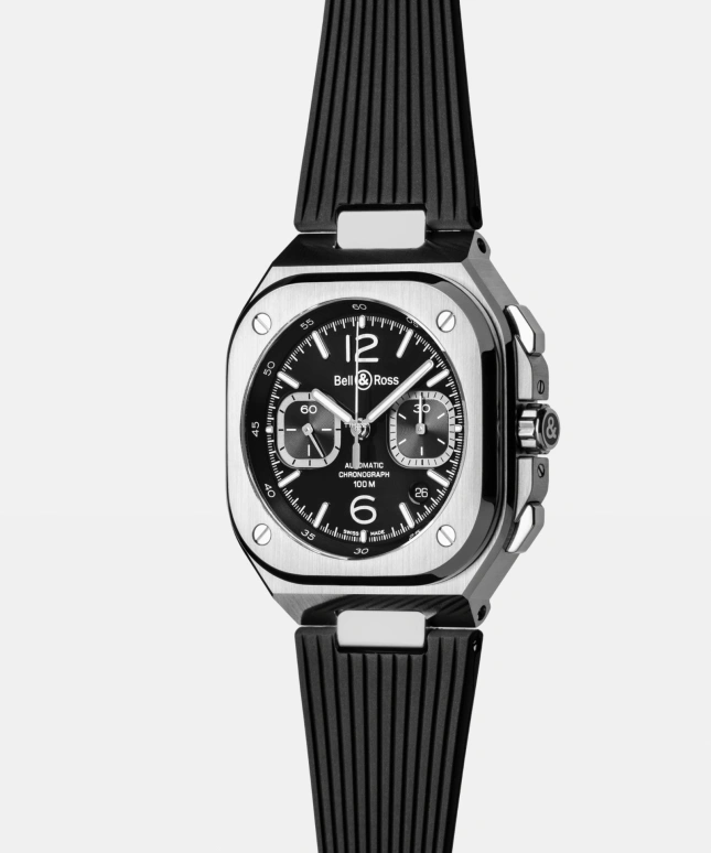 Bell & Ross,Urban 42mm,42mm,Stainless Steel,Black,Automatic,Chronograph,Day,BR05C,BR05C-BLC-ST/SRB
