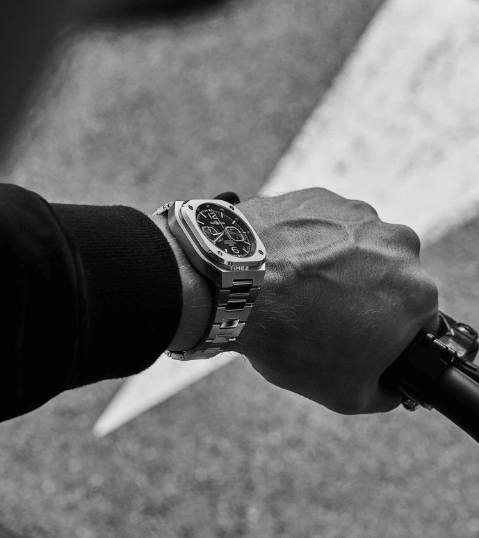 Bell & Ross,Instruments 42mm,42mm,Stainless Steel,Black,Automatic,Chronograph,Day,BR05C,BR05C-BL-ST/SRB