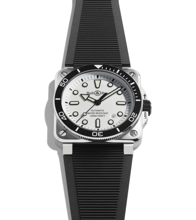 Bell & Ross,BR-03 Diver 42mm,42mm,Stainless Steel,White,Automatic,Day,54hours,BR03A,BR03A-D-WH-ST/SRB