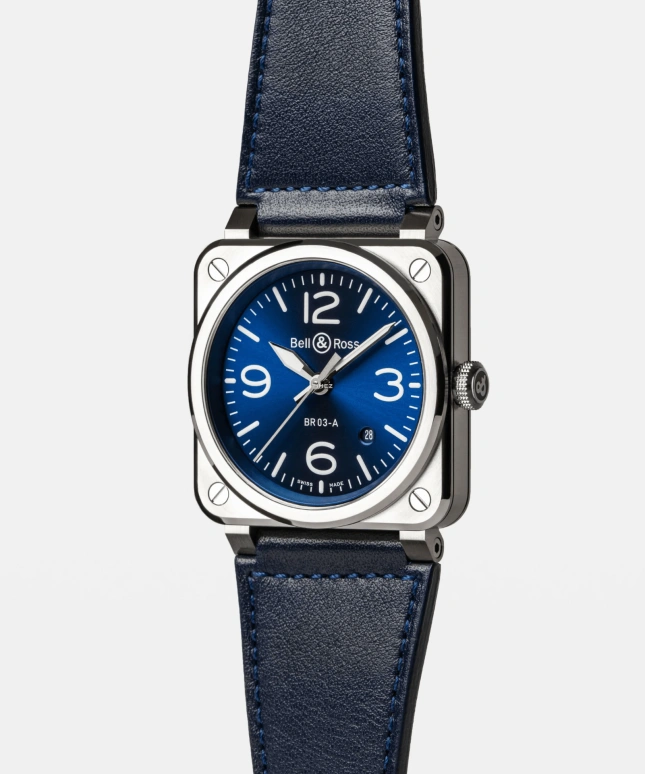 Bell & Ross,BR-03 Auto 41mm,41mm,Stainless Steel,Blue,Automatic,Day,54hours,BR03A,BR03A-BLU-ST/SCA