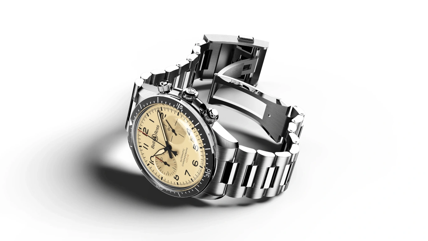 Bell & Ross,Vintage 41mm,41mm,Stainless Steel,Beige,Automatic,Chronograph,Day,BRV294,BRV294-BEI-ST/SST
