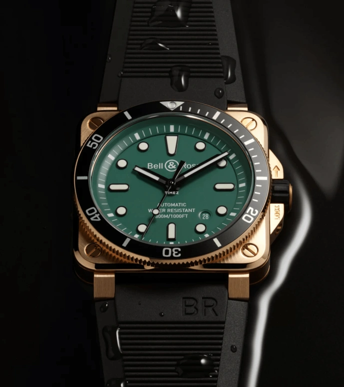 Bell & Ross,BR-03 Diver 42mm,42mm,Bronze,Green,Automatic,Day,Sapphire,Crystal Glass,BR0392,BR0392-D-LT-BR/SRB
