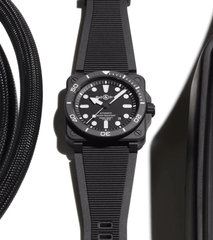 Bell & Ross,BR-03 Diver 42mm,42mm,Ceramic,Black,Automatic,Day,54hours,BR03A,BR03A-D-BL-CE/SRB