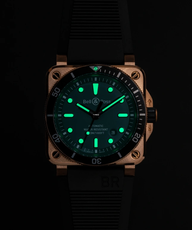 Bell & Ross,BR-03 Diver 42mm,42mm,Bronze,Green,Automatic,Day,Sapphire,Crystal Glass,BR0392,BR0392-D-LT-BR/SRB