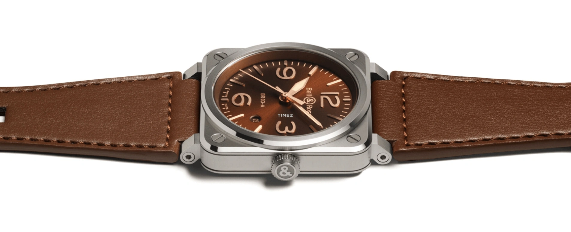 Bell & Ross,BR-03 Auto 41mm,41mm,Stainless Steel,Brown,Automatic,Day,54hours,BR03A,BR03A-GH-ST/SCA