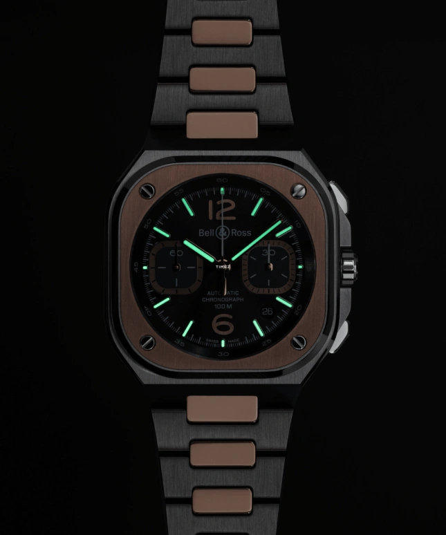 Bell & Ross,Urban 41mm,41mm,Stainless Steel,Rose Gold,Grey,Automatic,Chronograph,Day,BR05C,BR05C-RTH-STPG/SSG