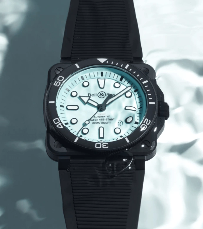 Bell & Ross,BR-03 Diver 42mm,42mm,Ceramic,Ice Blue,Automatic,Day,54hours,BR03A,BR03A-D-LM-CE/SRB