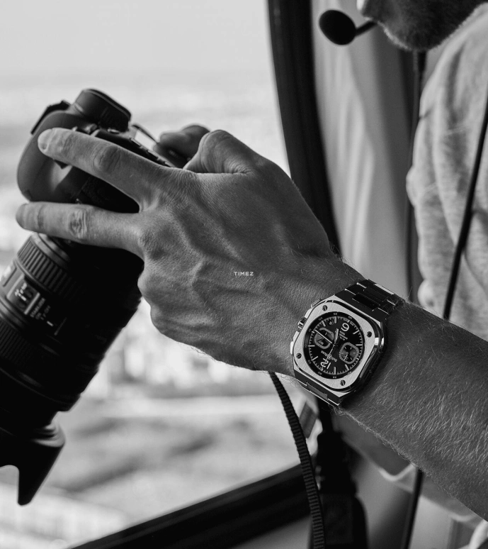 Bell & Ross,Instruments 42mm,42mm,Stainless Steel,Black,Automatic,Chronograph,Day,BR05C,BR05C-BL-ST/SRB
