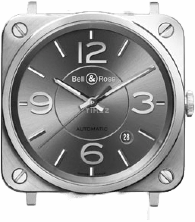 Bell & Ross,Instruments 39mm,39mm,Stainless Steel,Grey,Automatic,Day,38hours,BRS92RUSTSCR