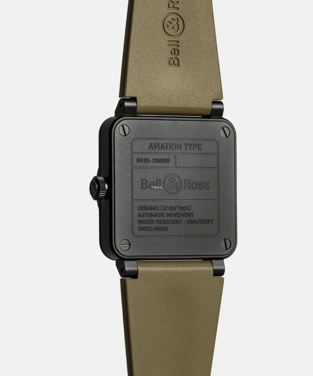 Bell & Ross,Instruments 41mm,41mm,Ceramic,Khaki Green,Automatic,Day,Sapphire,Crystal Glass,BR03A,BR03A-MIL-CE/SRB